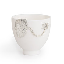平水陶瓷茶杯白瓷品茗杯纯银荷叶手工盏碗创意小杯子闻香主人单杯(玉瓷-荷叶 其他)