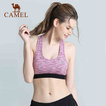 Camel/骆驼运动女款运动胸衣 春夏跑步瑜伽弹力耐穿背心 C7S1X3642(紫红 XL)