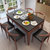 乔林曼兰 餐桌 北欧现代火烧石 餐桌椅组合(胡桃木色 1.5米餐桌+6椅)
