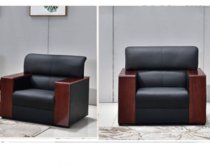 宏莱科    办公沙发HLK-086接待沙发木扶手皮沙发组合颜色可选1+1+3组合(默认 默认)