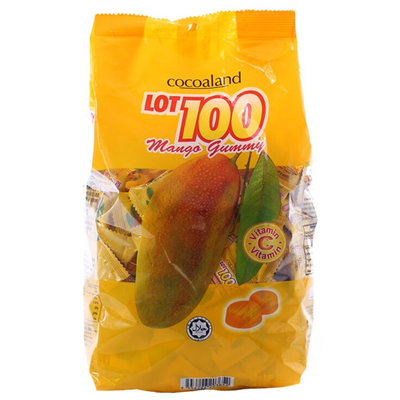 【真快乐自营】马来西亚进口LOT100一百份芒果果汁软糖1000g