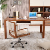 a家家具 简约现代书桌椅组合简易实木电脑桌卧室书房写字台带抽屉(转椅+书桌)