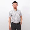 2013爆款男士立领经典格纹纯棉短袖衬衫C13009(黄格子 38)