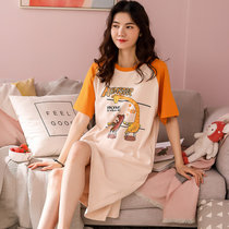 ZHF筑恒丰  纯棉 圆领短袖睡裙B-YJK2907(橙色 XL)