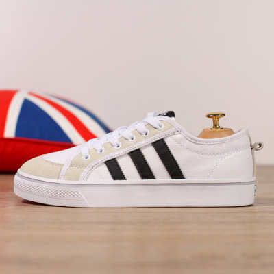 阿迪达斯男鞋Adidas女鞋Nizza三叶草黑白条纹