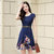 雪纺连衣裙女装2018新款韩版时尚圆领显瘦夏季中长款气质短袖裙子(蓝色 L)
