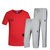 Adidas阿迪达斯男运动T恤短袖休闲运动裤修身针织长裤短裤三件套(红灰 XXL)