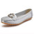 AICCO  金属色女鞋时尚单鞋春季平底女鞋舒适透气牛皮鞋子215(银色 36)