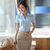 qiustyle衬衫女2014夏装新款大码上衣打底衫韩版短袖白衬衣11152(蓝色 XL)