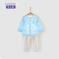 贝儿欣婴儿套装夏季薄款女宝宝休闲纯棉家居服套装空调服(80 天蓝)