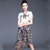 素芬 套装裙2017新款夏韩版短袖T恤长裙两件套碎花雪纺连衣裙(图片色 L)