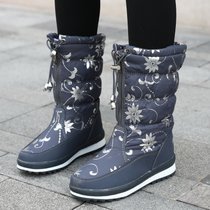 SUNTEK冬季雪地靴女士中筒加绒加厚保暖棉鞋高筒2021新款防水防滑长靴子(40 G85-灰色)