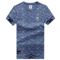 Adidas阿迪达斯三叶草短袖T恤男子透气夏季修身男装跑步运动服(蓝色 5XL)