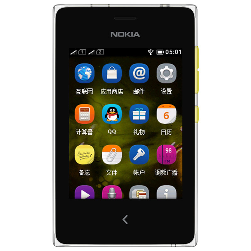 诺基亚(nokia)502手机(黄色)gsm手机 双卡双待手 asha502 500万像素