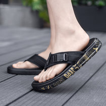 CaldiceKris（中国CK）夏季新款潮流时尚凉人字拖鞋CK-X1912(黑金 44)