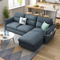 美天乐 布艺沙发组合北欧乳胶沙发现代简约客厅整装中小户型家具沙发套装(深蓝色 三人位（海绵款）)