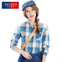BRIOSO 新款全棉防晒休闲格子衬衫 女士衬衫格子衬衣(B1510008)