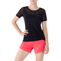 亚瑟士 新款 女运动T恤 跑步健身女式精英短袖 142543 深粉色(142543-0904 L)