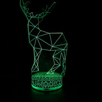 批发零售北欧实木动物小鹿灯3D视觉LED小夜灯木质台灯生日礼物(绿)