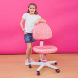 风里希儿童学习椅 学生靠背椅子矫姿椅可升降电脑转椅 书桌写字椅(粉色fy-01)