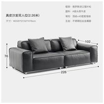 极简轻奢真皮沙发客厅高端奢华型意式风格大师设计(双扶手双人位【2.26米】)
