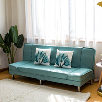 小户型布艺沙发简易客厅可折叠沙发单人双人三人沙发出租房沙发床(三人座长度1.5米：不带抱枕 清新蓝（推荐）)
