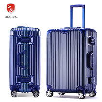 Regisu20寸登机箱万向轮拉杆箱TSA旅行箱男女(尊贵铝框-蓝色 20寸飞机轮)