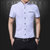 魏冉 夏季衬衫男士短袖青少年韩版修身立领衬衣纯色休闲半袖寸衫425A-2301(白色 M)