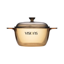美国康宁VISIONS双耳汤锅精彩透明玻璃锅耐高温琥珀色汤锅0.8L-5L(琥珀色 1.5L)