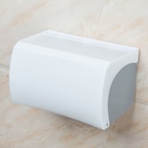 免打孔卫生间纸巾盒塑料厕所浴室防水手纸卷纸盒置物纸巾架抽纸盒(白色)