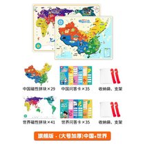 磁力中国地图拼图儿童玩具益智幼儿园早教男女孩磁性世界木质立体kb6((旗舰款)大号加厚磁性(中国+世8)