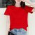 夏季短袖T恤女宽松精梳棉圆领半袖简约休闲宽松百搭体恤女上衣(红色圆领（无图案） 3XL 135-150斤)