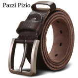 柏芝斐乐(PazziPizio)男士皮带真皮腰带复古针扣休闲潮流头层牛皮(M320棕色 105cm)