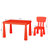 国内宜家代购玛莫特儿童学习书桌卡通室内户外吃饭餐塑料小户型轻(红桌（送加高垫）+2红椅工厂直供)