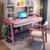 实木书桌书架组合一体简约笔记本电脑桌家用学生写字桌儿童学习桌(2002#书桌0.8米粉白色+扶手椅)