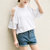 葩葩乐奇2017宽松露肩镂空显瘦短袖T恤半袖xiangaiba541(白色 XL)