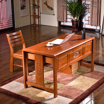 艾莉家具 实木书桌书架简约组合 1.4米电脑桌办公桌写字台 中式创意书台 书桌sz(办公桌+小柜+办公椅)