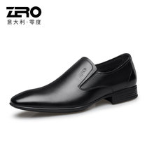 Zero零度男鞋皮鞋2021新品男士经典商务休闲鞋时尚系带正装尖头鞋男(黑色套脚 41)