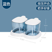 茶花调味罐家用一体多格调料盒组合套装厨房盐罐调料罐调味盒塑料(2格蓝色)