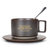 创意美式咖啡杯碟勺 欧式茶具茶水杯子套装 陶瓷情侣杯马克杯.Sy(美式咖啡杯(铁锈棕)+勺+瓷盘)