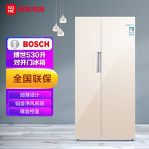 博世 （BOSCH）530升 对开门冰箱 铂金净风过滤系统 99.99%抗菌更安全 超薄设计 BCD-530W(KAS52E68TI)曲奇金