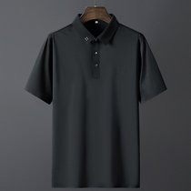 POLO衫男士短袖T恤夏季高端商务休闲短袖衫中老年薄款透气上衣(黑色 56)
