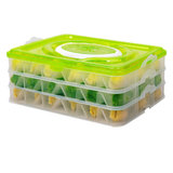 御良材 提手饺子盒(三层) --绿色盖子YPP-JZH-TSL03 可叠加 带提手