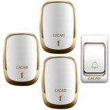 CACAZI卡佳斯 无线门铃 K01-DC 一拖三 不用电源 直流用电池 遥控 电子家用 呼叫器 便携带 老人呼叫器(金色)