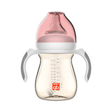 好孩子PPSU奶瓶小饿魔系列粉色240ml 宽口径奶带手柄吸管母乳质感