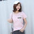 莉菲姿 2017韩版女装夏装新款宽松显瘦印花圆领百搭短袖T恤(粉红色 XXL)