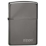 之宝Zippo打火机 150ZL黑冰镜面Logo标志(单机装)
