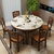 大理石餐桌椅组合小户型家用折叠桌子可伸缩圆桌饭桌圆形实木餐桌(胡白色)