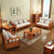 美天乐 新中式实木沙发组合 中式客厅木沙发整装家具 小户型橡胶木布艺沙发(胡桃色 1+2+3+长茶几+方茶几)