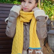 韩版情侣针织围巾 秋冬季保暖长毛线 女士羊毛羊绒围脖 W067(黄色)
